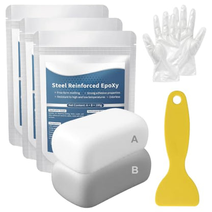 2026 New 2-Part AB Epoxy Clay Putty High-Strength Self-Hardening (3 Pack) | Waterproof Formula, Wood & Metal Repair, Fixes Cracks & Holes, Works on Ceramic & Plastic, Sculpting Use - color: 3 Pack
