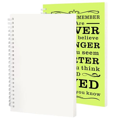 JOHSBYD 2Pcs Blank Spiral Notebook,Inspirational Gifts A5 Hardcover Sketch Book,Art Sketchbook for Drawing, Unlined, Plain Sketch Book for Women Men Work Writing,160 Pages (2, Blank Page Light Green) - color: Blank Page Light Green