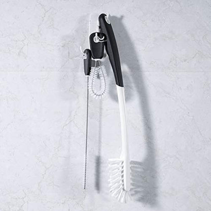 MOSOLAN 3-in-1 Water Bottle Cleaning Brush Set - Long Handle Scrubbing Brush for Tumbler, Straw, Baby Bottles, Drinking Glasses, White - color: White