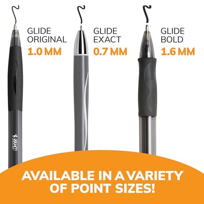 BIC Glide Black Retractable Ballpoint Pens, Medium Point (1.0mm), 4-Count Pack, Ultra Smooth Writing Black Pens - color: Black, size: 4 Count (Pack of 1)