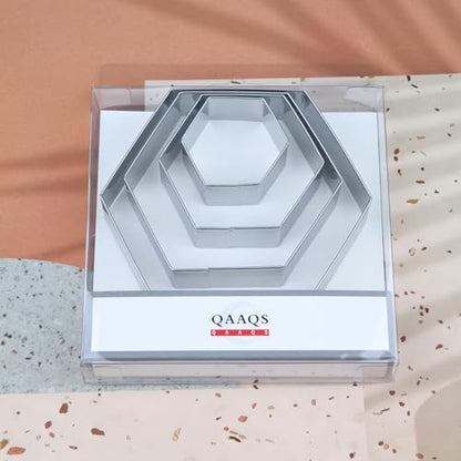 Hexagon Cookie Cutter Set Large - 5 Inch, 4 Inch, 3 Inch, 2 Inch - Honeycomb Geometric Frame Plaque Cookie Cutters Shapes Molds - Stainless Steel - color: Hexagon