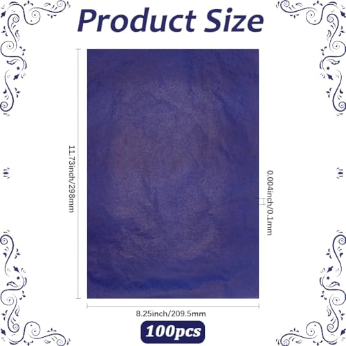 100 Sheets 11.7 x 8.3 Inch Blue Carbon Transfer Paper Transfer Drawing Paper Rectangle Graphite Crafts Tracing Blank Pages Accessories for DIY Making Woodworking Drawing Board Art Projects - color: Dark Slate Blue