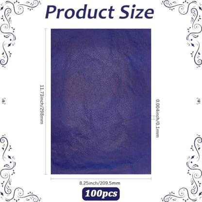 100 Sheets 11.7 x 8.3 Inch Blue Carbon Transfer Paper Transfer Drawing Paper Rectangle Graphite Crafts Tracing Blank Pages Accessories for DIY Making Woodworking Drawing Board Art Projects - color: Dark Slate Blue