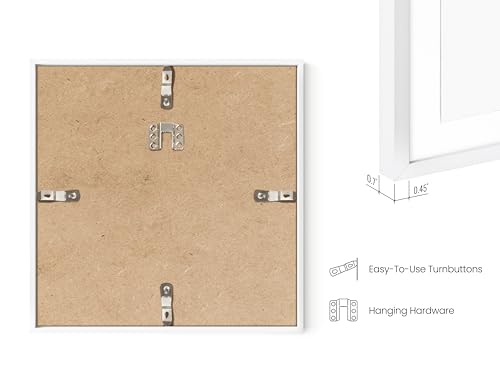 HAUS AND HUES 8x8 White Metal Picture Frames Matted to 4x4 - Features Premium Aluminum & Hanging Hardware, Shatterproof Plexiglass - Ideal for Home, Room, Office (8x8 in, White, Set of 15) - color: White Metal, size: 8x8 in, style: Set of 15