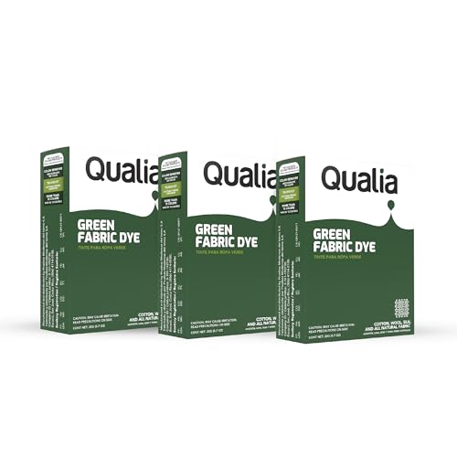 Qualia All Purpose Powder Fabric Dye, Easy to Use Dye for Natural Fabrics: Cotton, Wool, Silk, Wood, & Linen, Ultra Concentrated Colors, Green, 3 Pack - color: Green, size: 3