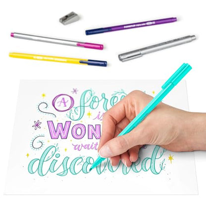 STAEDTLER Hand Lettering Set meTime 12-Piece - Hand Lettering Pens with Fineliner, Textsurfer, Metallic Pen, Calligraphy Set for Brush Lettering and Faux Calligraphy
