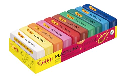 Jovi - Non-Hardening Modeling Clay, 10 Bars, Each 1.75oz, Total of 1.1 lb | Non-Toxic and Gluten-Free, for Arts and Crafts Projects, Endlessly Reusable Plasticine - color: Basic
