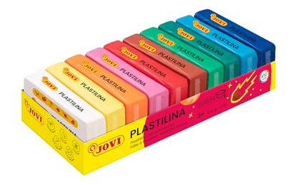 Jovi - Non-Hardening Modeling Clay, 10 Bars, Each 1.75oz, Total of 1.1 lb | Non-Toxic and Gluten-Free, for Arts and Crafts Projects, Endlessly Reusable Plasticine - color: Basic