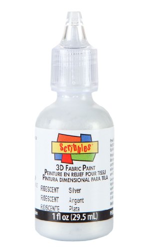 Scribbles 13903 3D Fabric Paint Shiny - color: Silver Iridescent, size: 1 Fl Oz (Pack of 1)