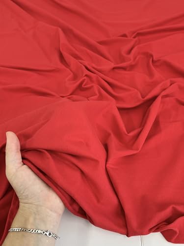 Cotton Jersey Spandex Fabric - Soft - Breathable - All Way Stretch Fabric - Medium Weight - Perfect Choice for Baby Grow, Tshirts, and Cotton Jersey Sheets - 58 Inches Wide - 1 Yard (Red) - color: Red
