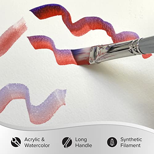 Silver Brush Limited SW-1587S Silverwhite Short Handle Angle Brushes with Soft Synthetic Taklon, 5pc Premium Artist Painting Bundle for Acrylics, Watercolor, Gauche, Ink, Dye, Craft Paint, & Tempera - style: 5 Pc, Short Handle Angles