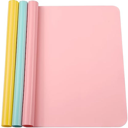 Actvty 3 Pack Silicone Mats, 15.7"x 11.8" Silicone Sheets for Crafts, Placemat, Resin Casting Molds Mat, Jewelry Casting Supplies (Pink Blue Yellow)