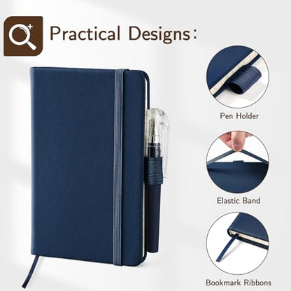 NETANY 4 Pack Pocket Notebook Small Notebook, A6 Mini Leather Hardcover Journal, 3.7" X 5.7", 416 Pages Note Pads, Black, Green, Brown, Blue - color: Green, Blue, Black, Grown