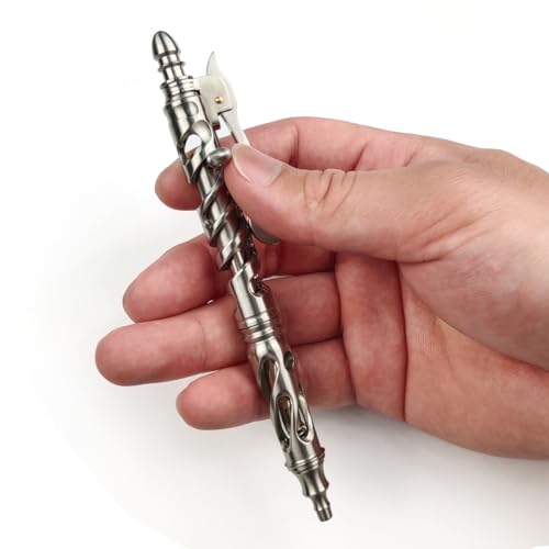 Dr. Metalleung Heavy Duty Stainless Steel Bolt Action Pen - Retractable EDC Pen with Keychain, Refillable Ink, Smooth Writing for Office & Gifts - style: structural