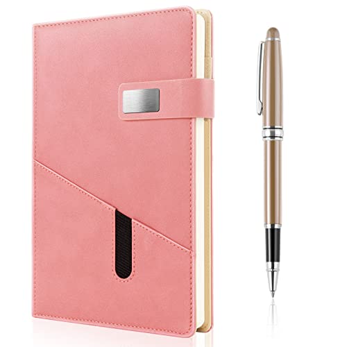 A5 Blank Journal Notebook, Refillable Hardcover Leather Sketchbook with Pocket and Magnetic Buckle, 240 Pages Thick Travel Sketchbooks for Drawing and Writing, 80gsm Unlined Journal for Men and Women - color: Pink, size: A5 Blank Paper