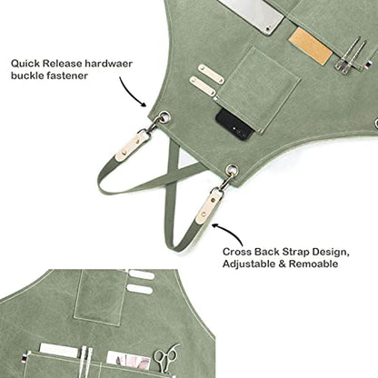 carrotez Adjustable Over sized Plus Size Canvas Apron with Pockets Men and Women Aprons - color: Mint