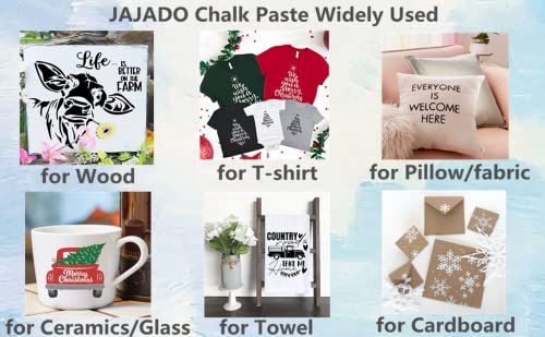 JAJADO 2 Jars Black White Chalk Paste Paint and 2 Pcs Mini Squeegees, 1.7Oz Chalk Paste Silk Screen Stencils for Crafts Reusable Adhesive Stencil Paint Fabric Paint on Wood, T-Shirt - color: Black+white+squeegees