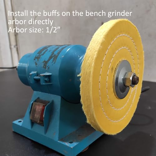 6pc 6" Cotton Buffing Polishing Wheel Kit for Bench Grinder,1/2" Arbor Hole | Includes 3pc 6" Cotton Polishing Buffing Wheel And 3pc 100g Bar Polishing Compound. For Polishing Aluminum, Brass & Jewelry - style: 6" X 1/2" AH 6PC