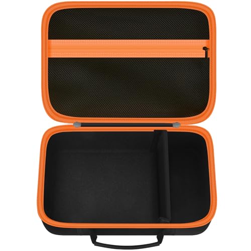 Hard Storage Tools Case for DEWALT Drill, Angle Grinder, for AstroAI Tire Inflator and More, 12" x 8" x 2" EVA Carrying Case with Divider, Mesh Pocket, Handle- Black and Orange Zipper - color: Orange