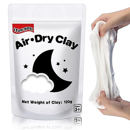 ifergoo White Air Dry Clay, Foam Magic Modeling Clay for School Art & Craft Project, Refill White Clay for Kids, Slime Supplies, Super Light & Soft, Non-Sticky, Non-Toxic, Age 3-12 Boys and Girls Gift - color: D-White Color