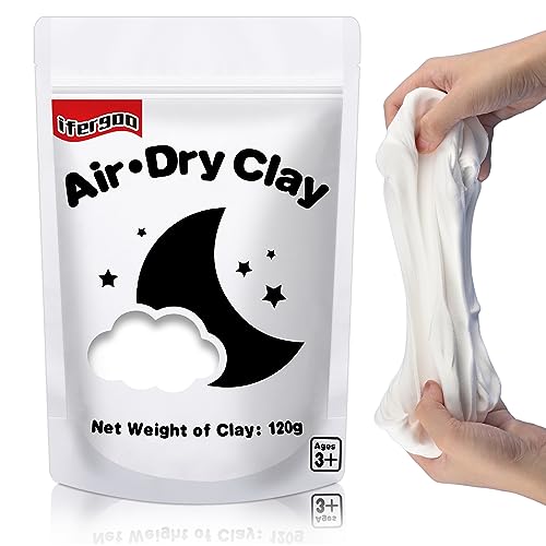 ifergoo White Air Dry Clay, Foam Magic Modeling Clay for School Art & Craft Project, Refill White Clay for Kids, Slime Supplies, Super Light & Soft, Non-Sticky, Non-Toxic, Age 3-12 Boys and Girls Gift - color: D-White Color