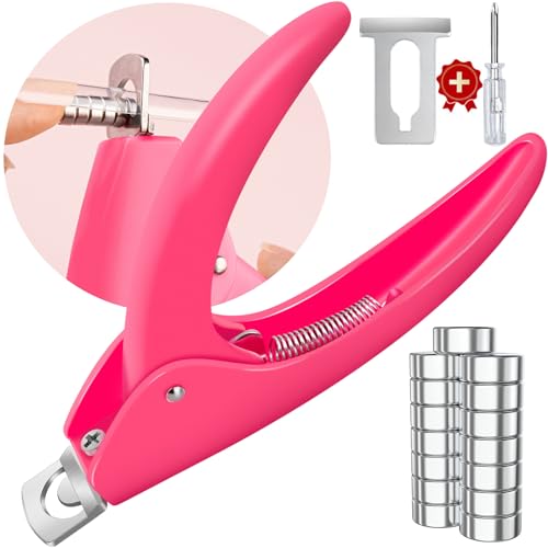 Pink Adjustable Nail Clippers with Magnets Sizers for Acrylic Nails, Artificial Fake Nail False Nail Tip Cutter Trimmer Manicure Pedicure Sharp Blade Clip Tool For Salon Home Art Beauty - color: Pink With Magnets