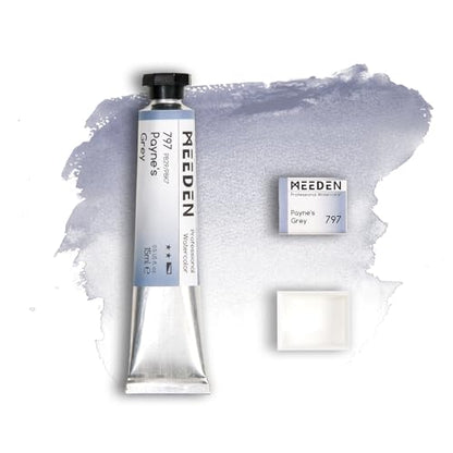 MEEDEN Professional Artist Watercolor Paint: Payne's Grey - 15ml/0.5oz Water Color Tube, Semi-Moist Pigment Half Pan and Empty Matching Half Pan for Artists Pros - color: Payne's Grey