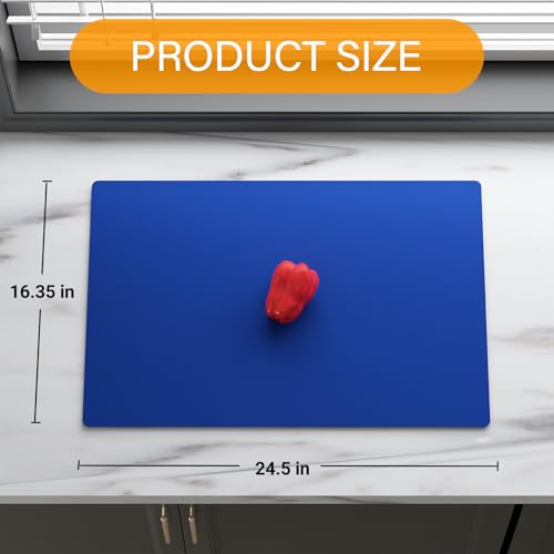2-Pack Extra Thick Silicone Counter Mats - 24”x16” Large Heat Resistant Kitchen Countertop Protector, Non-Slip Hot Pad Trivet for Air Fryer, Hot Pots & Pans, Coffee Maker(Blue) - color: Blue