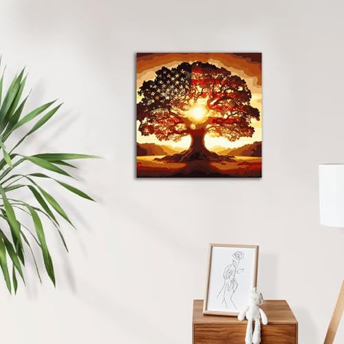 GOUOYANA Paint by Numbers for Adults and Kids Beginner, Tree of Life Painting by Number Kits On Canvas, Number Artist Paint by Number Kit DIY Oil Painting Acrylic Paints, Home Wall Decor Gift 12X16in