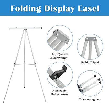 Falling in Art Aluminum Flip Chart Display Easel Stand with Adjustable Floor for Boardroom, Whiteboard, Paper Pads, Signage, 63 1/2'' High, Silver - style: Silver 1-Pack