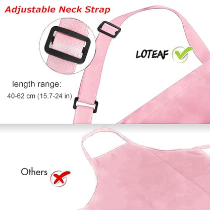 4 Packs Chef Apron with 2 Pockets, Waterproof Adjustable Apron for Men Women Perfect for Kitchen Cooking Baking Gardening Restaurant BBQ Coffee House, Professional Apron (Pink) - color: Pink