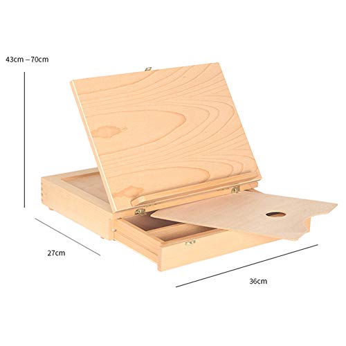 Desktop Drawing Box with Drawing Board Wooden Easel with Storage Drawer Adjustable Angle Easel Portable Sketching Easel