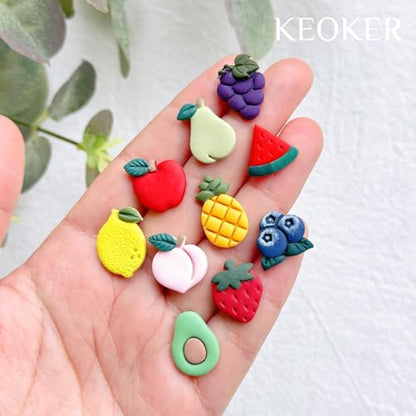 Keoker Fruit Clay Cutters, Studs Polymer Clay Cutters, 10 Shapes Fruit Clay Earrings Cutters, Strawberry Clay Cutter, Clay Cutters for Earrings Jewelry Making - color: Fruit