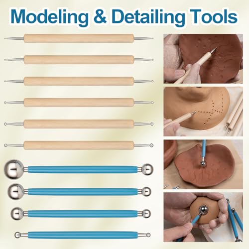 Amrules 10pcs Dotting Styluses Tools, Double Side Stainless Steel Ball Head Dot Art Kit for Clay Modeling, Rock Painting, Pottery Embossing, Nail Art, Drawing, Practical Sculpting Tool for Adults - color: Lightyellow-Dotting-10Pcs