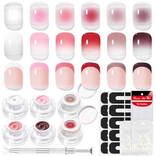modelones Pat Paint Gel Nail Polish, 6 Colors Soak Off UV Patting Gel Polish Pigmented Colors for Ombre & Gradient & Blush Blooming & French Tip Nail Art, Rose Garden - color: Z-6Pcs Rose Garden