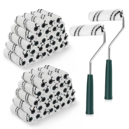 60 Pack 4 Inch Microfiber Paint Roller Covers with 2pcs Anti Rust Metal Roller Frames, Professional Grade Painting Tools for Walls, Ceilings, Furniture - color: 4 inch paint roller 60 pack