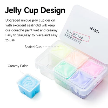 HIMI Glow in The Dark Jelly Gouache Paint Set, 6 Colors 23ml, Jelly Cup Design, Travel carry, Non Toxic Paint for Canvas and Paper, Art Supplies for Professionals - color: Glow in the dark
