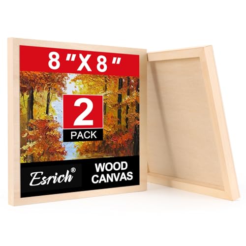 ESRICH 8x8 Inch Wood Panels, 2 Pack Square Craft Wood Canvas Boards, Blank Unfinished Wooden Art Board for DIY Art Creations Such as Painting, Acrylic Pouring, Resin, Burning, Collage, etc. - size: 8IN-2Pack