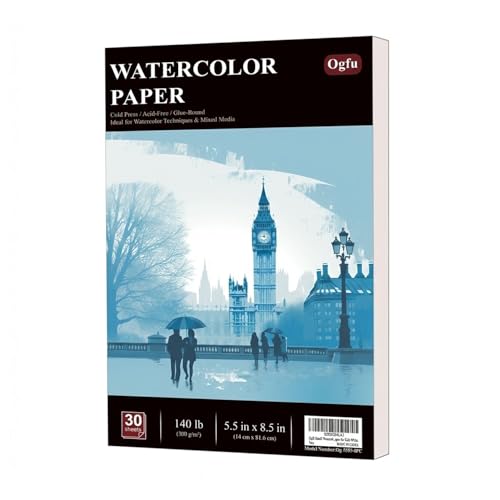 Water Color Sketchbook 5.5 x 8.5, Small Water Color Paper Pad, 30 Sheets (60pages) Cold Pressed Watercolor Paper 140 lb, Watercolor Pads for Painting, Watercolor Supplies for Artists. - size: 5.5"X8.5" (Pack of 1) Fold-Over