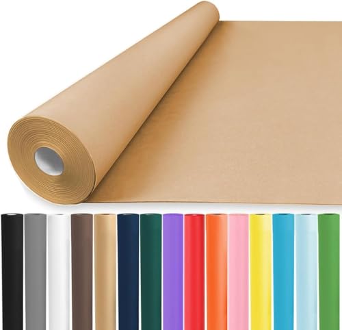 Vanhench 17.5" x 3600" (300') Brown Kraft Paper Roll, Color Art Kraft Craft Paper for Thanksgiving Bouquet Flower Wrapping Crafts Packing, Poster Bulletin Board Paper Floor Covering Table Runner - color: Brown, size: 17.5" X 300'