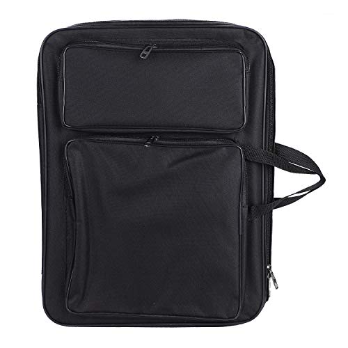 haozaikeji A3 Artist Portfolio Carrying Case Portable Draw Board Painting Pad Backpack Waterproof Heavy Duty Canvas Shoulder Bag Sketching Painting Art Supplies Carry Bag Black - color: Black