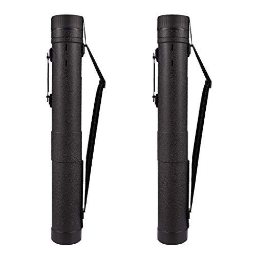CALPALMY 2-Pack Extendable Poster Tubes Expand from 30.5” to 49” with Shoulder Strap and Handle | Carry Documents, Blueprints, Drawings and Art | Black Portable Durable Round Storage Cases - color: Black, size: X-Large, style: Round