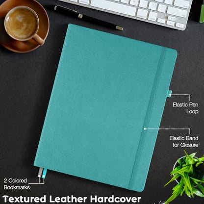 Blank Notebook, Hardcover Sketch Book, 8.5" x 11" Large Blank Journal, No Bleed Thick Paper Sketchbook for Drawing Art, Unlined Notebook Journal for Women Men, A4 Leather Sketchbook, Lay Flat, Teal - color: Teal
