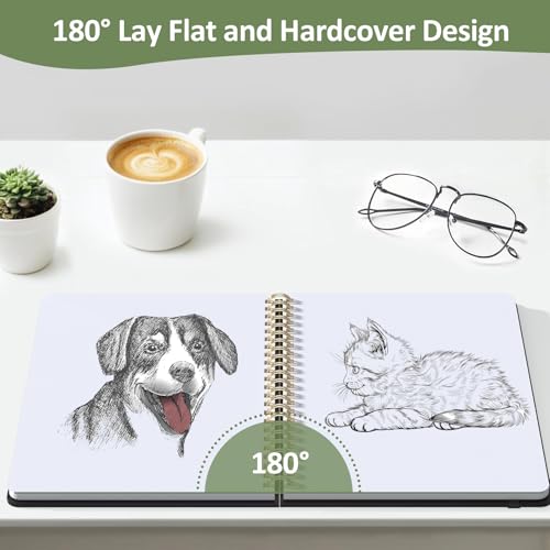 Forvencer 2 Pack Blank Spiral Notebook, 8"x 5.6"Hardcover Sketch Book, 100GSM Thick Paper, Art Sketchbook for Women, 100 pages / 50 Sheets Drawing Book Journal for School, Light Green - color: Light Green