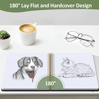 Forvencer 2 Pack Blank Spiral Notebook, 8"x 5.6"Hardcover Sketch Book, 100GSM Thick Paper, Art Sketchbook for Women, 100 pages / 50 Sheets Drawing Book Journal for School, Light Green - color: Light Green