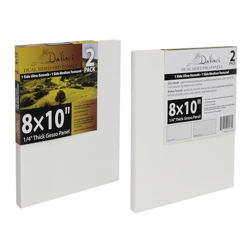 Jerry's Artarama Da Vinci Dual Sided Pro Panel Board - 20-Pack, 8x10 6mm Deep Panels for Painting - Archival, Acid-Free Art Supplies - Ultra-Smooth & Medium Textured Paint Surfaces - size: 8x10"
