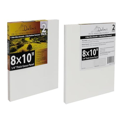 Jerry's Artarama Da Vinci Dual Sided Pro Panel Board - 20-Pack, 8x10 6mm Deep Panels for Painting - Archival, Acid-Free Art Supplies - Ultra-Smooth & Medium Textured Paint Surfaces - size: 8x10"