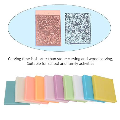 Tyenaza 10Pcs Rubber Stamp Carving Blocks, Color Rubber Brick Engraving Dedicated Soft Stamp Block Carved Crafts Accessories for Stamp Soft Crafts and Craft Project