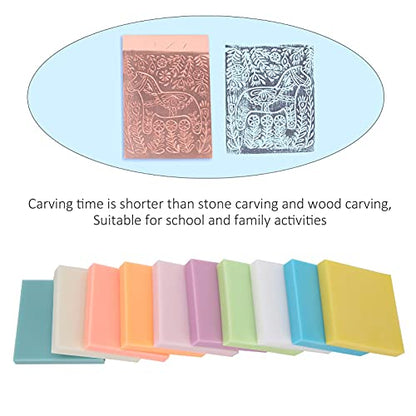 Tyenaza 10Pcs Rubber Stamp Carving Blocks, Color Rubber Brick Engraving Dedicated Soft Stamp Block Carved Crafts Accessories for Stamp Soft Crafts and Craft Project