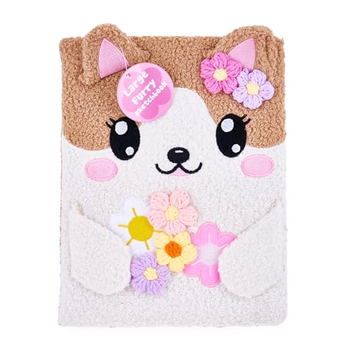 VOTUM Flower Cat Fuzzy Sketch Book: Personalized Artist Sketchbook with 3D Flowers: Sketching, Drawing and Creative Doodling. Notebook and Sketchbook to Draw and Journal (Flower Garden) - color: Fur